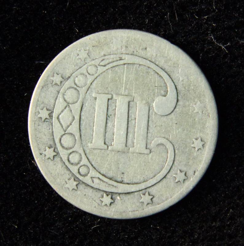 1852 THREE CENT SILVER VG DETAILS