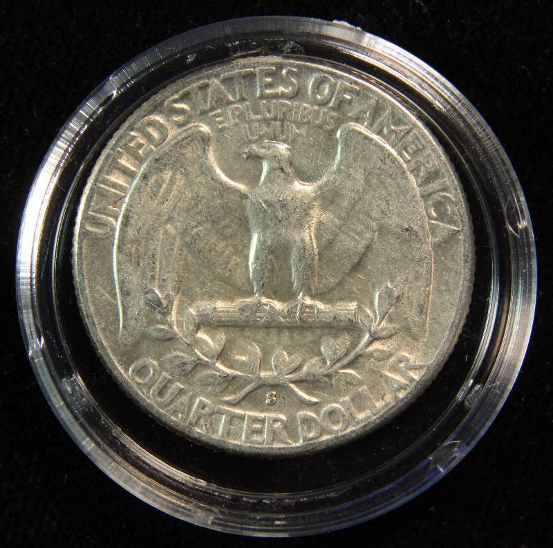 1954-S WASHINGTON SILVER QUARTER IN AIRTITE HOLDER