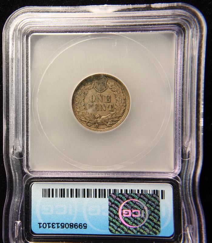 1862 COPPER NICKEL INDIAN HEAD CENT AU50 ICG CERTIFIED