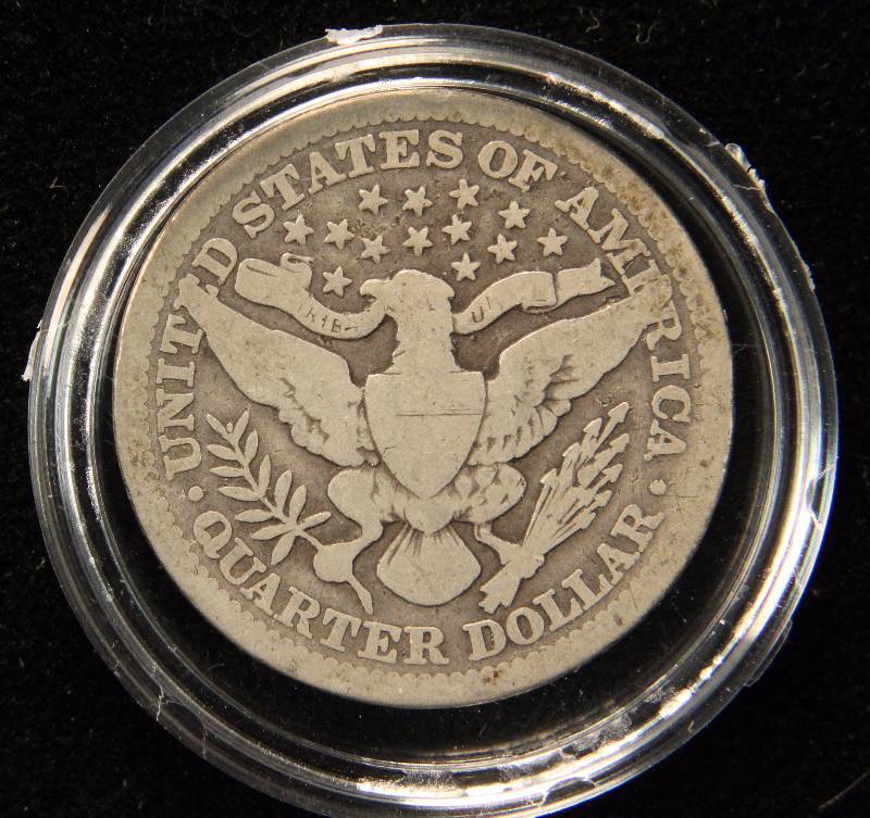 1912 BARBER SILVER QUARTER IN AIRTITE HOLDER