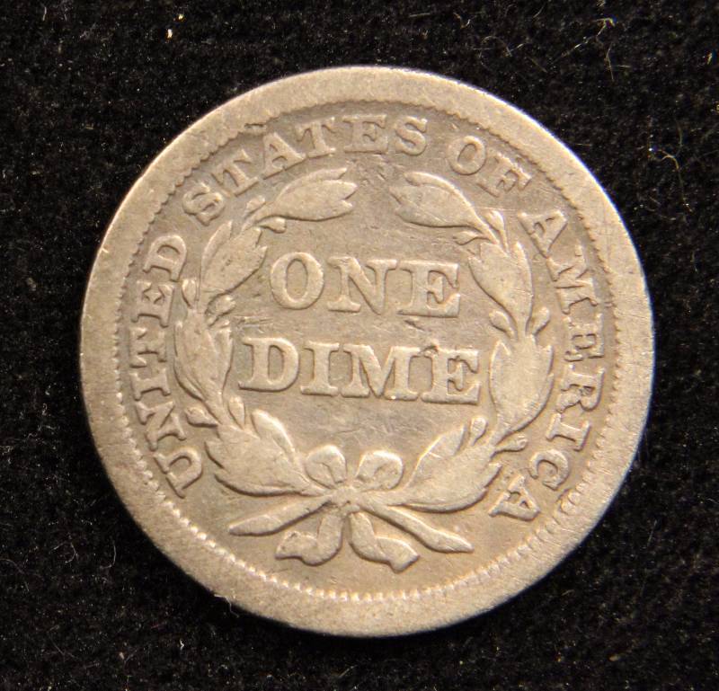 1853 ARROWS AT DATE SEATED LIBERTY SILVER DIME VG