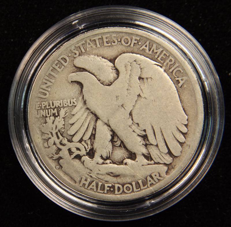 1918-D WALKING LIBERTY SILVER HALF DOLLAR IN AIRTITE HOLDER