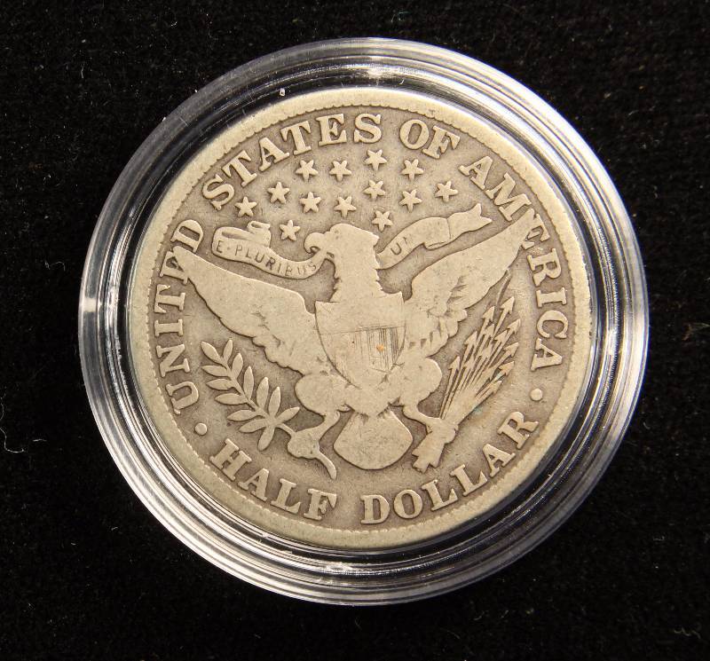 1909 BARBER SILVER HALF DOLLAR IN AIRTITE HOLDER
