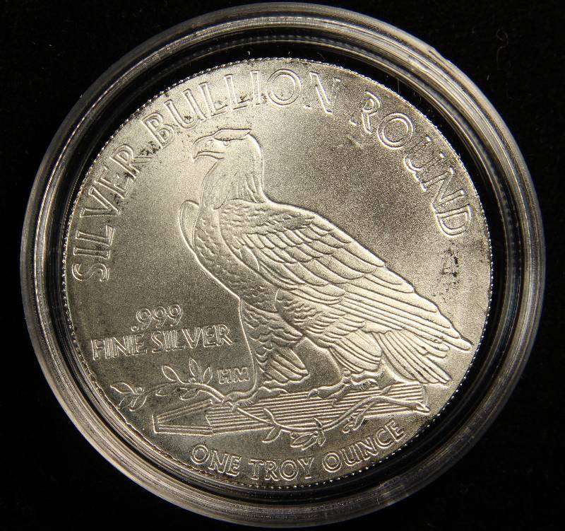 1 TROY OZ. .999 FINE SILVER INCUSE INDIAN DESIGN IN AIRTITE HOLDER