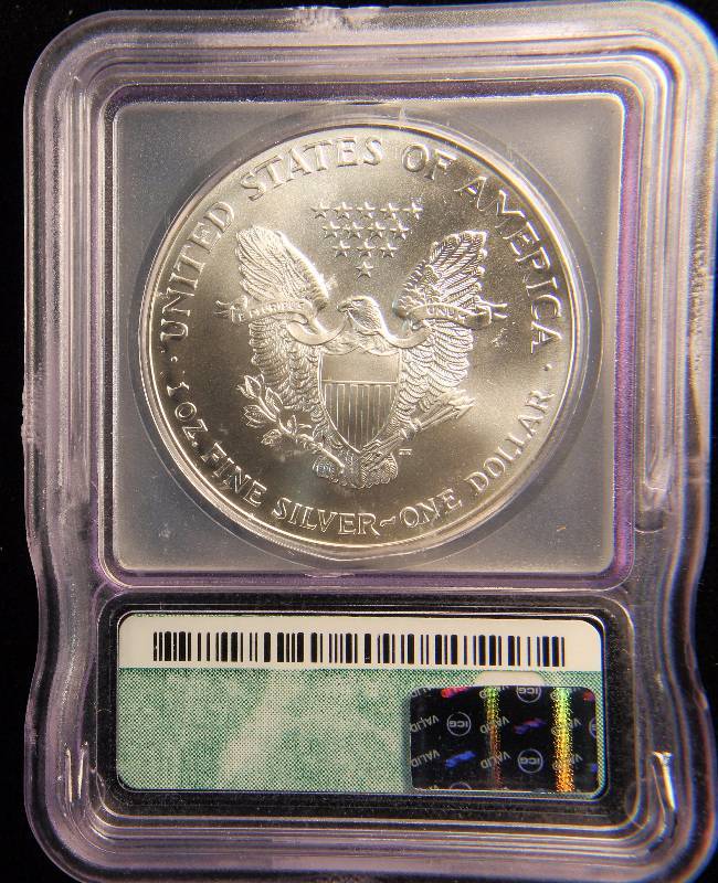2000 AMERICAN SILVER EAGLE 1 TROY Oz. .999 FINE SILVER MS69 ICG