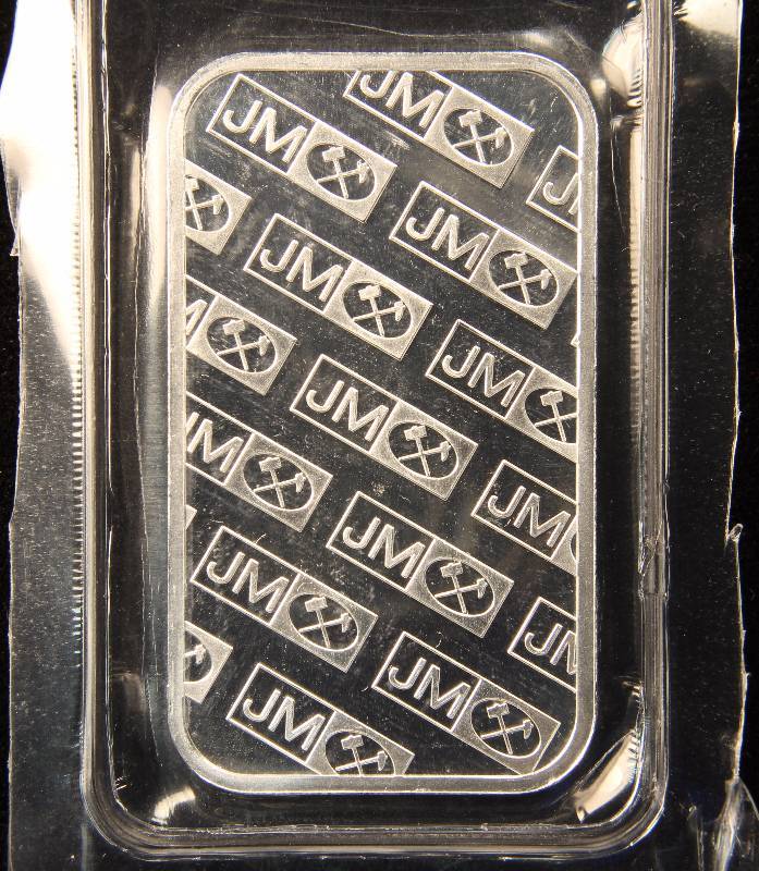 1 TROY OZ. .999 FINE SILVER JM JOHNSON MATTHEY BAR