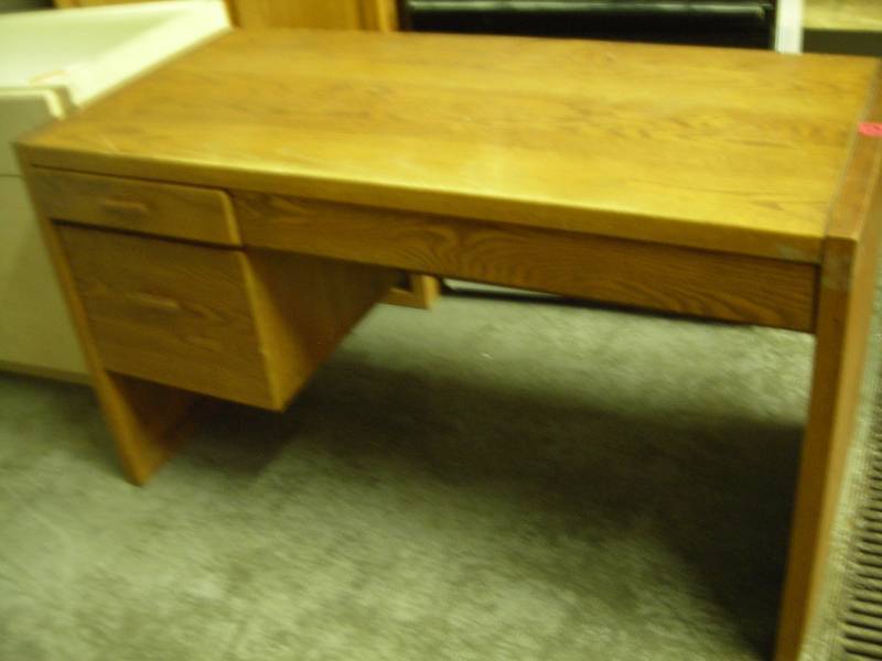 Oak Desk 52 x 24 x 30 With 2 Drawers (One For Files)