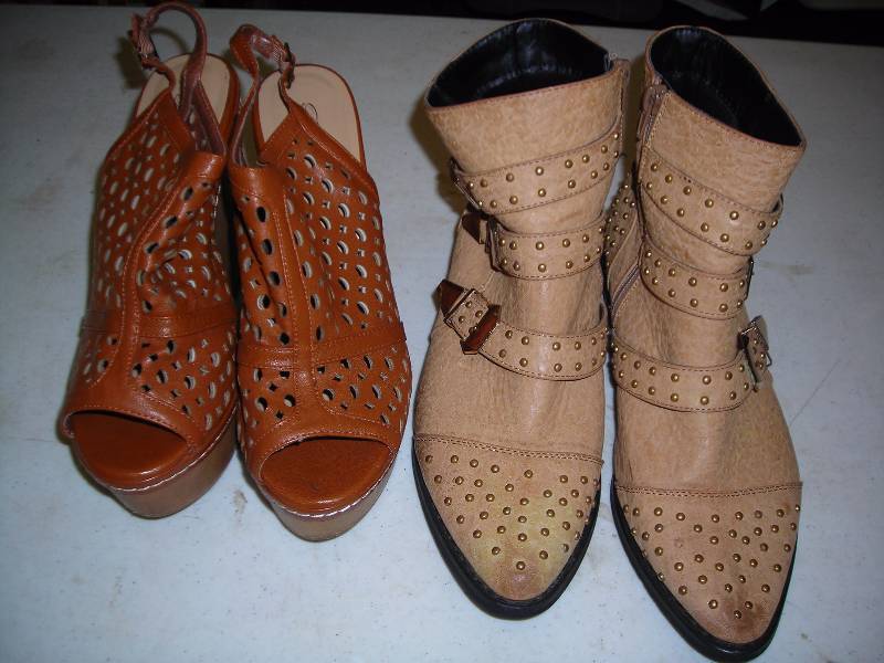 2 Pair Ladies Wedges, 1 Pair Boots Size 9