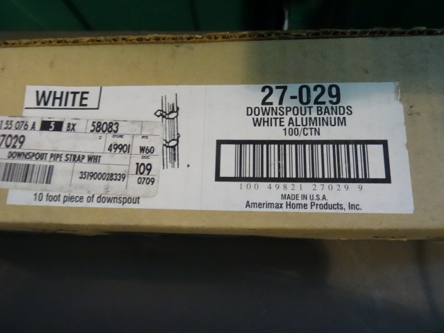 lot 44 image: NEW Qty 5 Boxes Downspout Bands, White, 100 per box, 500 total
