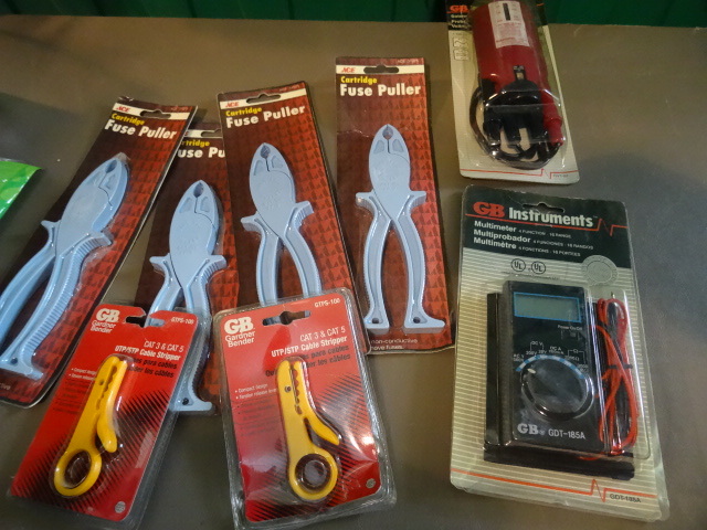 lot 45 image: NEW Electrical Tool Lot incl MultiMeter, Solenoid Voltage Tester, Cable Stripers and Fuse Pullers