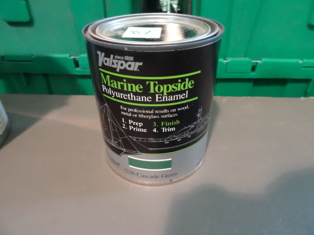 lot 87 image: NEW Valspar Marine Topside Polyeurethane Enamel Cascade Green Qt Can