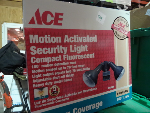 lot 99 image: NEW ACE Motion Activated Security Light CFL 180 degree coverage, Bronze