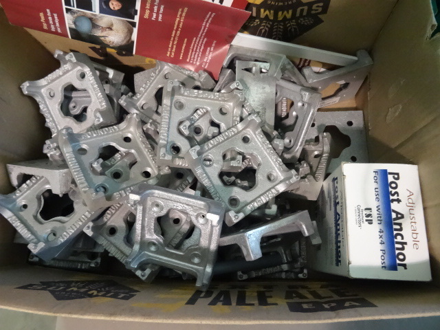 lot 101 image: NEW Lot Approx 50 Aluminum 4x4 Post Bases Plus 4x4 Post Anchor
