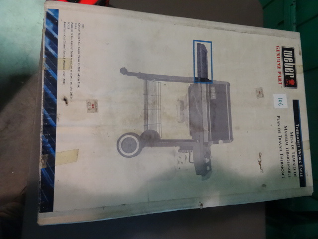 lot 106 image: NEW Qty 2 Weber Grill Genuine Part Thermoset Work Table pn 3630