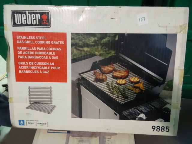 lot 107 image: NEW Weber Grill Genuine Part Stainless Steel Grill Cooking Grate pn 9885