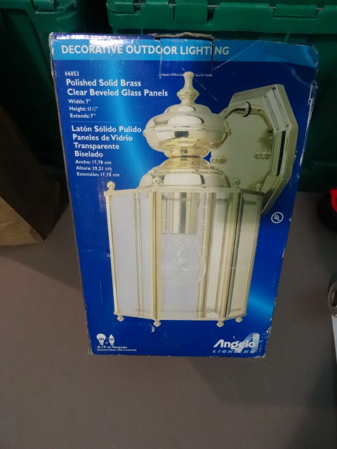 lot 123 image: NEW Angelo Outdoor Wall Lantern Polished Solid Brass 66853