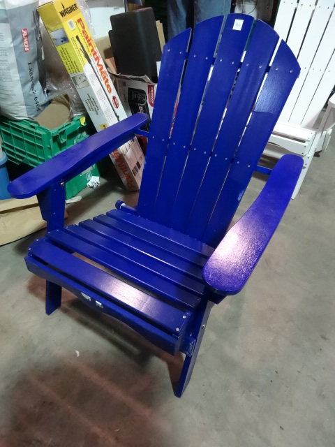 lot 129 image: NEW Living Accents Folding Wood Adirondack Chair  BLUE