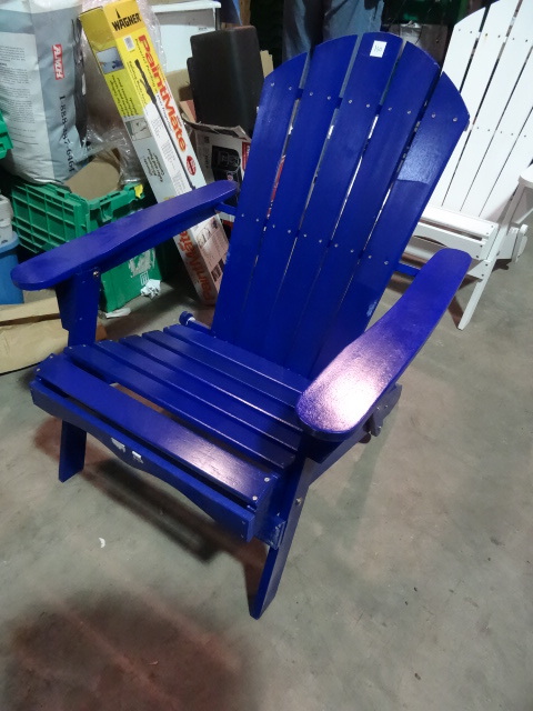 lot 130 image: NEW Living Accents Folding Wood Adirondack Chair  BLUE