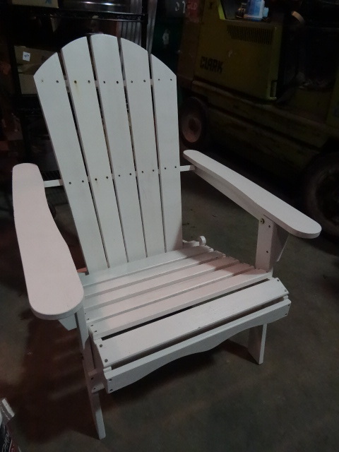 lot 131 image: NEW Living Accents Folding Wood Adirondack Chair  WHITE