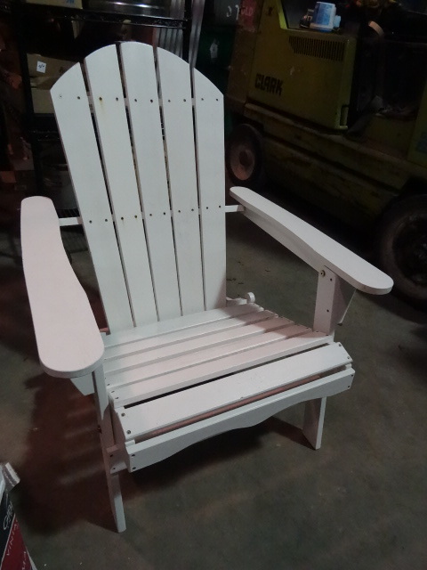 lot 132 image: NEW Living Accents Folding Wood Adirondack Chair  WHITE