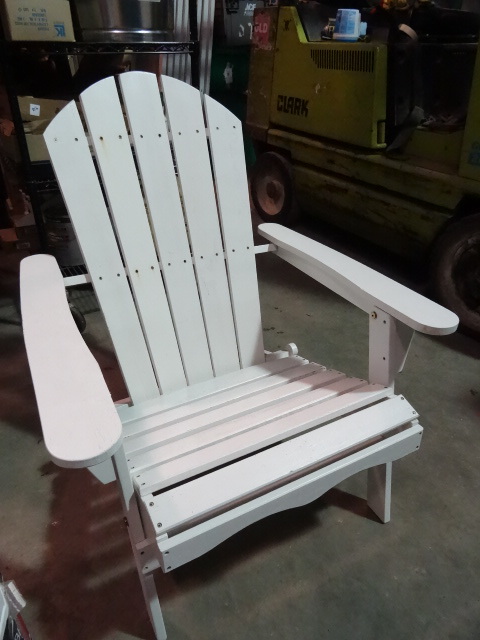 lot 133 image: NEW Living Accents Folding Wood Adirondack Chair  WHITE