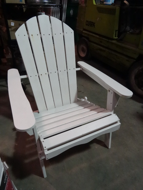lot 134 image: NEW Living Accents Folding Wood Adirondack Chair  WHITE