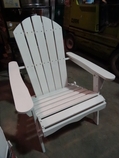 lot 135 image: NEW Living Accents Folding Wood Adirondack Chair  WHITE