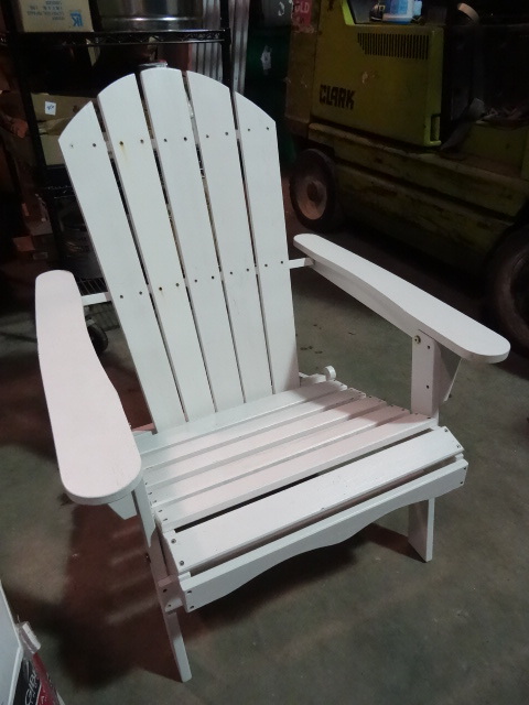 lot 136 image: NEW Living Accents Folding Wood Adirondack Chair  WHITE