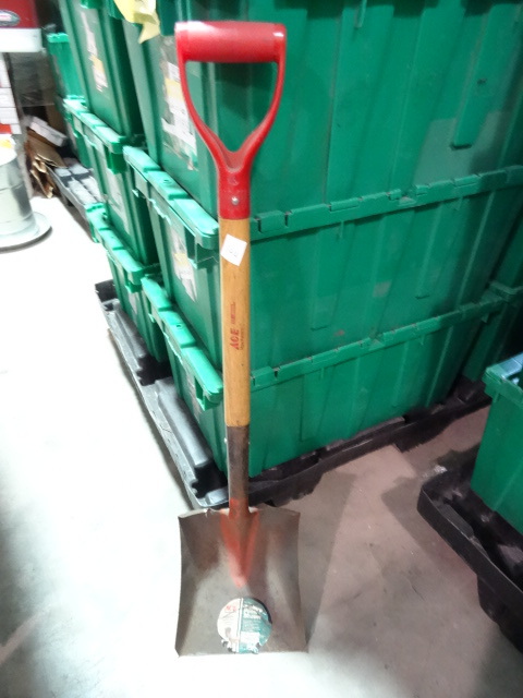 lot 144 image: NEW ACE Square Point Shovel with D Grip Handle and Wooden Shaft