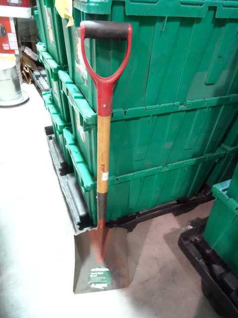 lot 145 image: NEW ACE Square Point Shovel with D Grip Handle and Wooden Shaft