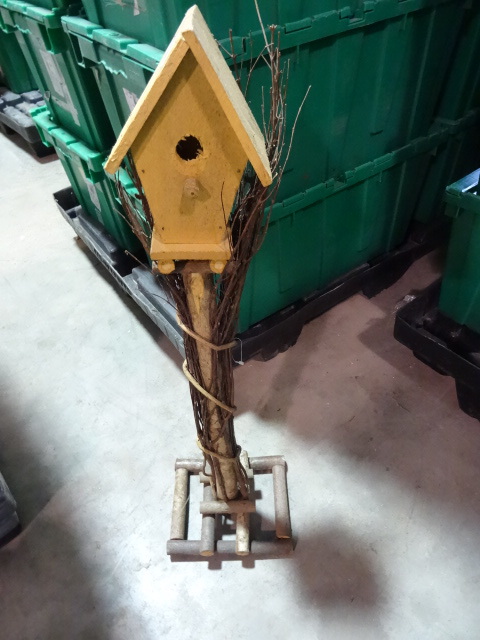 lot 154 image: NEW Decorative Floor Standing Bird House 33 in Tall