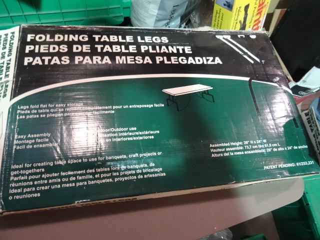 lot 183 image: NEW Set (1 pair) Folding Table Legs 29x24 in