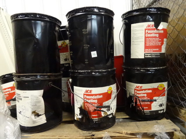 lot 196 image: NEW Qty 13 Pails 5 Gal Ea. Foundation Coating, Roof Coating and Lap Cement