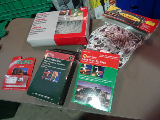 lot 205 image: NEW Lot Xmas Lights and gutter clips