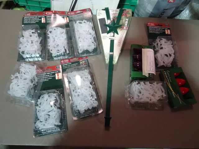 lot 236 image: NEW Large Lot Xmas Light Hangers and Replacement Bulbs