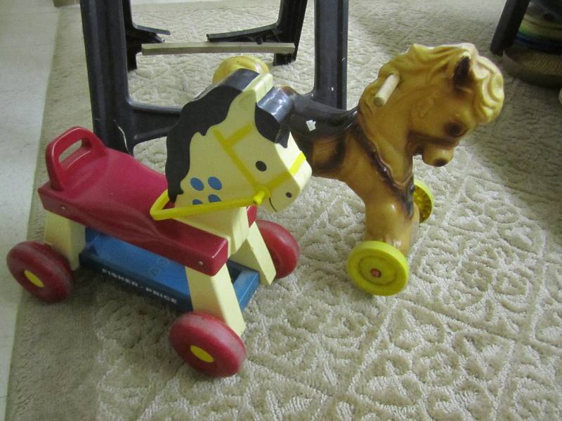 lot 395 image: 2 vintage rocking horses...