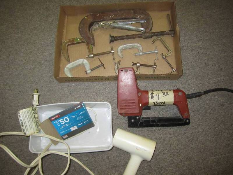 lot 548 image: Air stapler, clamps and more...