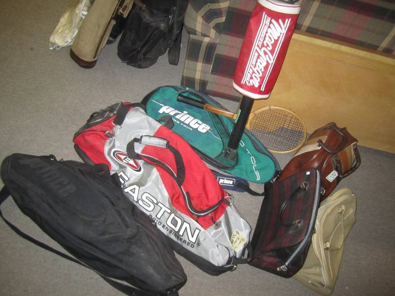 lot 557 image: Lot of gold and bowling bags, one b...
