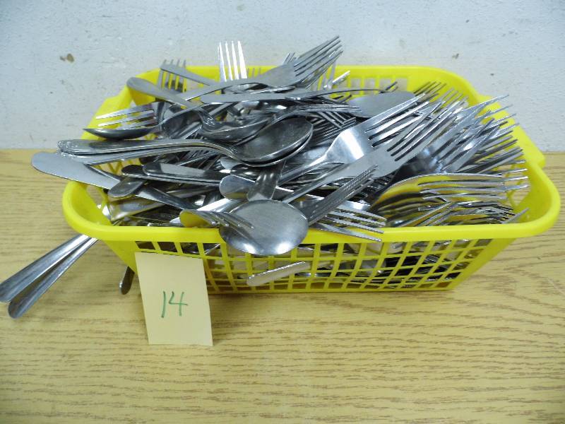 lot 14 image: Basket of Forks & Spoons