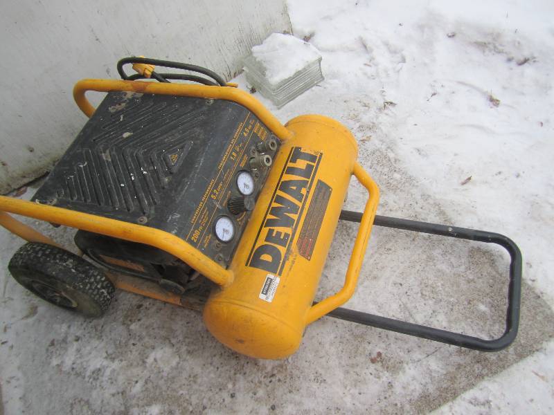 lot 1 image: DeWalt 200 psl air compressor on wh...