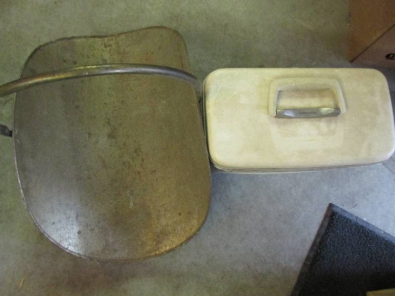 lot 80 image: metal firewood holder and vintage s...