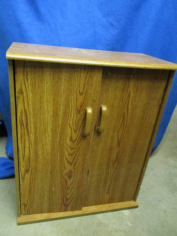 lot 82 image: Media holder cabinet, 24 x 12 x 29...