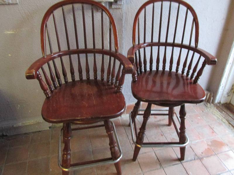lot 87 image: pair of wood chairs...