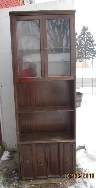 lot 113 image: display shelf with glass upper door...