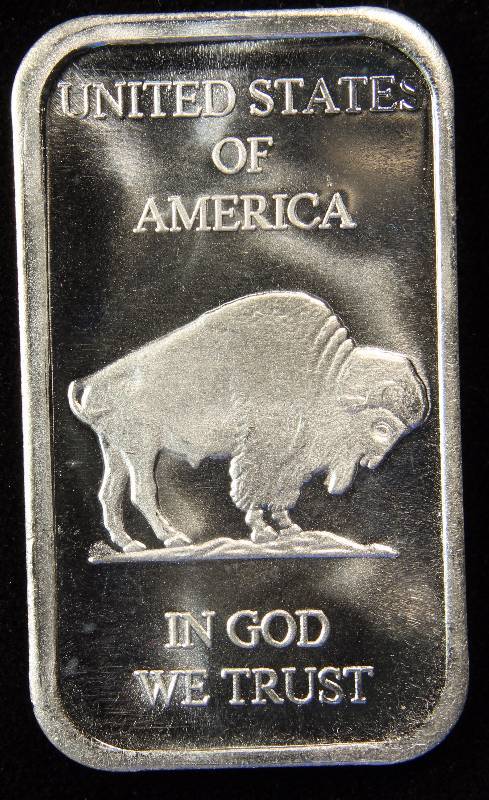 1 TROY OZ. .999 FINE SILVER BAR INDIAN BUFFALO DESIGN