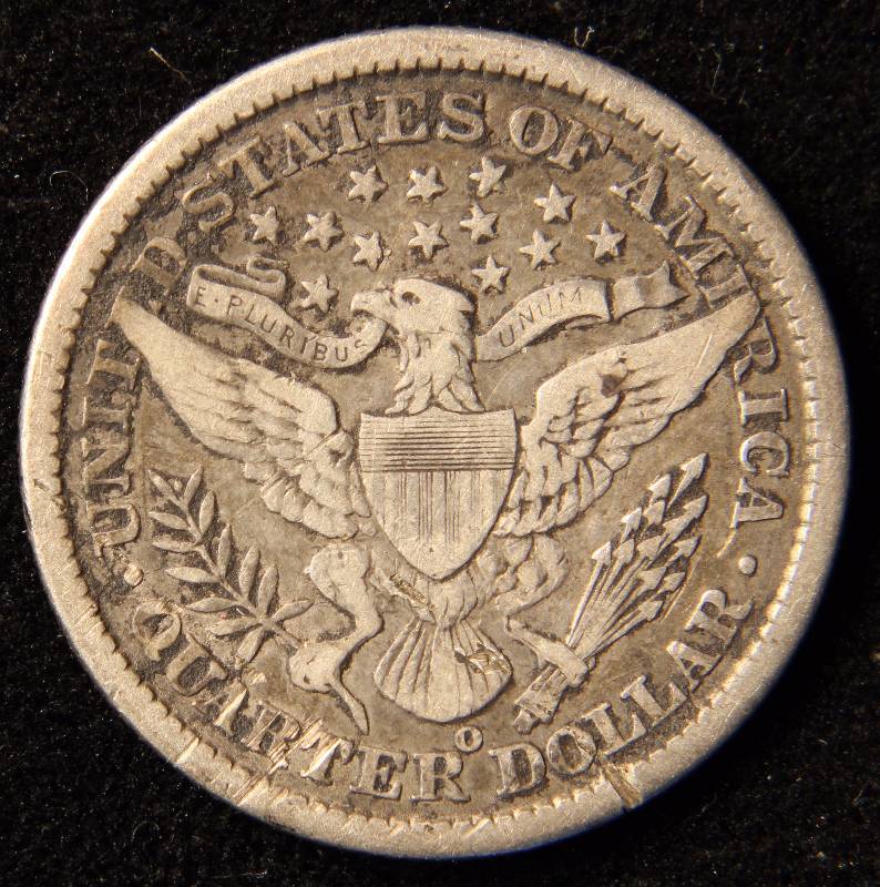 1897-O BARBER SILVER QUARTER FULL LIBERTY VF DETAILS