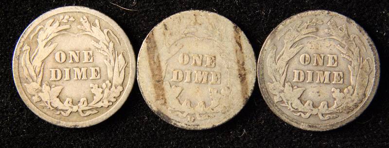 GROUP OF 3 BARBER SILVER DIMES
