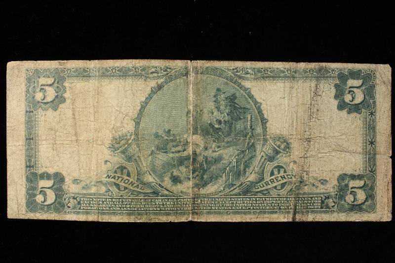 1902 $5 PLAIN BACK CENTRAL NATIONAL BANK OF BATTLE CREEK MICHIGAN CHARTER # 7013