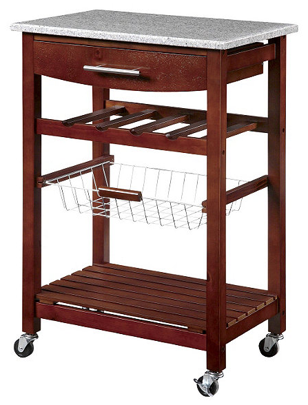Kitchen Island with Granite Top - Brown