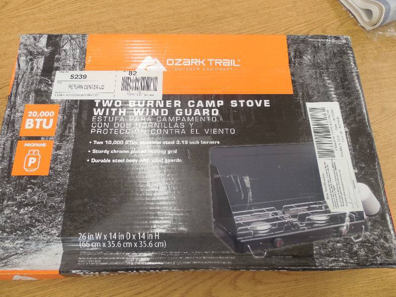 lot 42 image: Ozark Trail 2-Burner 20,000 BTU Propane Camp Stove with Wind Guard